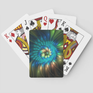 Jeu De Cartes Fleur de fantaisie lumineuse, fractale abstraite c