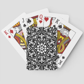 Jeu De Cartes Fleur de lis noir&blanc motif floral vertical