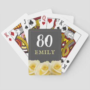 Jeu De Cartes Fleur de rose jaune 80e anniversaire