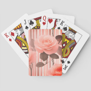 Jeu De Cartes Fleur de rose rose et rayures, aspect vintage