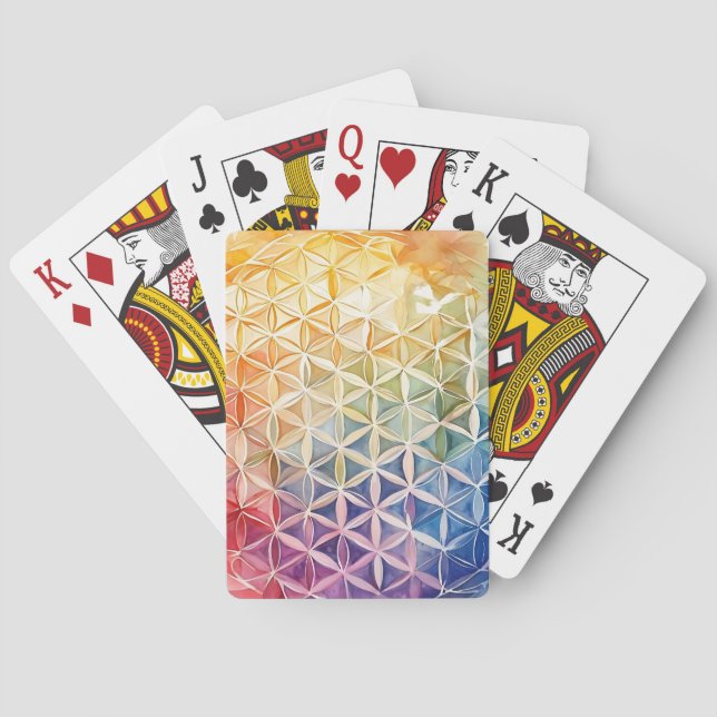 Jeu De Cartes Fleur de vie - Peinture aquarelle (dos)