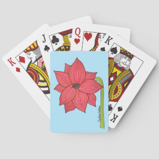 Jeu De Cartes Fleur d'étoile rouge sur fond bleu
