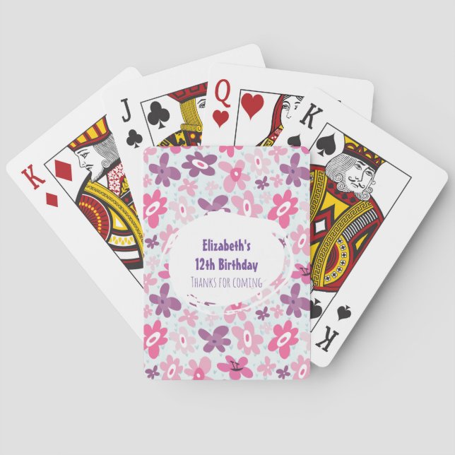 Jeu De Cartes Fleur rose mignonne Motif Whimsday Merci (dos)