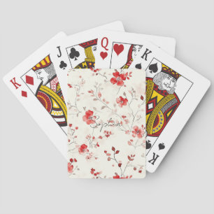 Jeu De Cartes Fleur Rouge Crème
