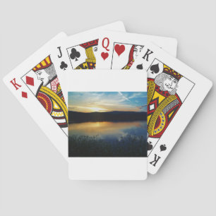 Jeu De Cartes Fleur sauvage, coucher de soleil bleu