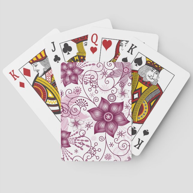 Jeu De Cartes Fleur spirale rose et blanc Motif (dos)