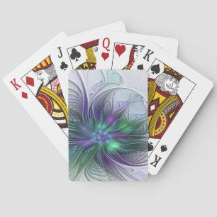 Jeu De Cartes Fleur vert violet Art Abstrait moderne Fractal
