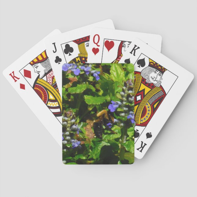 Jeu De Cartes Fleur violette et abeille boursouflante (dos)