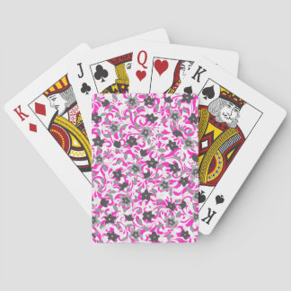 Jeu De Cartes Fleurs abstraites rose pâle et gris blanc