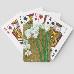 Jeu De Cartes Fleurs blanches et tiges vertes à la frontière Bro