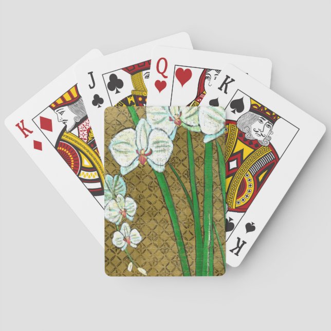 Jeu De Cartes Fleurs blanches et tiges vertes à la frontière Bro (dos)