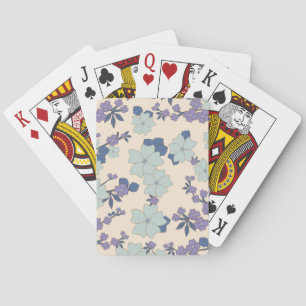 Jeu De Cartes Fleurs Bleues, Fleurs Violettes, Motif Floral
