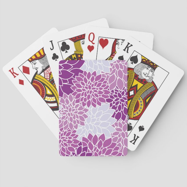 Jeu De Cartes Fleurs Dahlia, Motif De Fleurs, Dahlia Violet (dos)