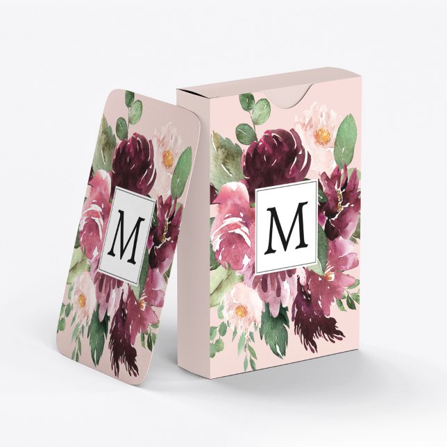 Jeu De Cartes Fleurs d'aquarelle modernes Monogrammes (Créateur téléchargé)