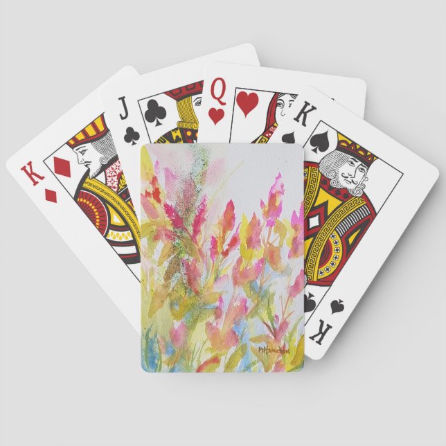 Jeu De Cartes Fleurs d'aquarelle rose (dos)
