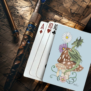 Jeu De Cartes Fleurs de Champignon de Dragon Fantastique Vert Ca