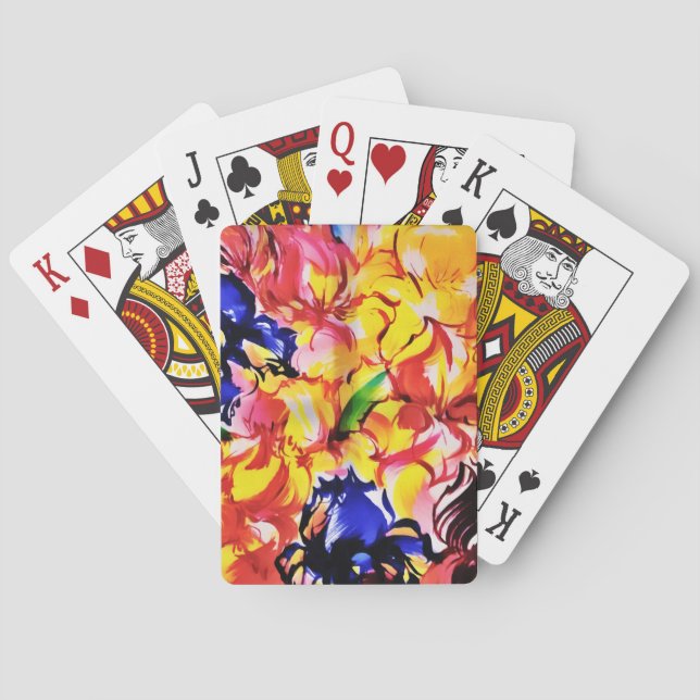 Jeu De Cartes Fleurs de fleurs Abstraites d'été exotiques (dos)