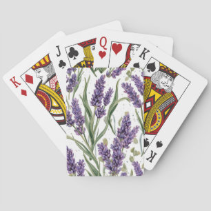 Jeu De Cartes Fleurs de Lavande Violette Aquarelle Botanique