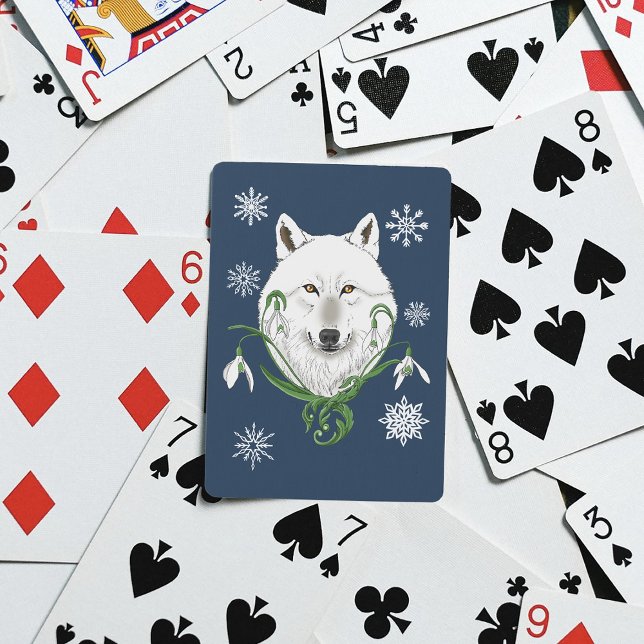 Jeu De Cartes Fleurs de neige du Loup arctique blanc (Créateur téléchargé)