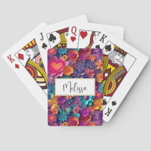 Jeu De Cartes Fleurs de printemps colorées Motif