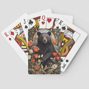 Jeu De Cartes Fleurs de tulipes colorées à l'ours noir
