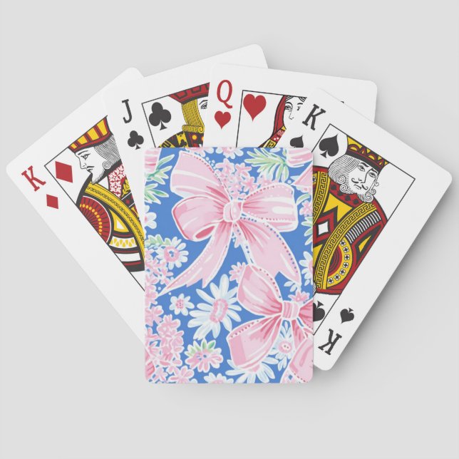 Jeu De Cartes Fleurs de vaches roses Bleu (dos)