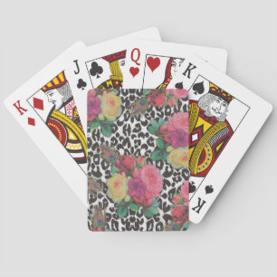 Jeu De Cartes Fleurs élégantes vintages cheetah paon fleurs flor