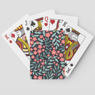 Jeu De Cartes Fleurs en fleurs de style rétro rose dans le style