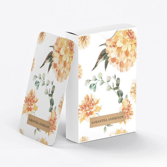 Jeu De Cartes Fleurs Jaunes Modernes & Cadeau Personnalisé Kraft (Créateur téléchargé)