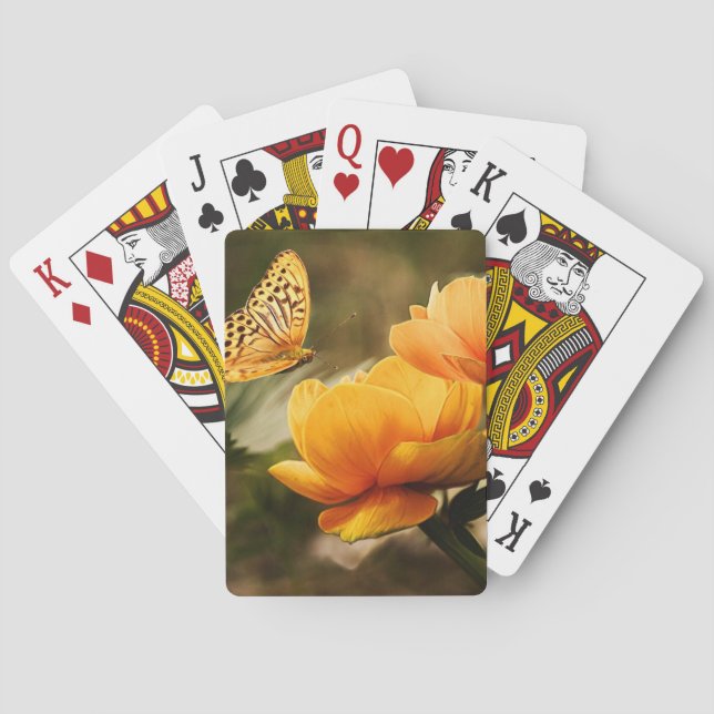 Jeu De Cartes Fleurs Jaunes Profondes et Lumineuses avec Papillo (dos)