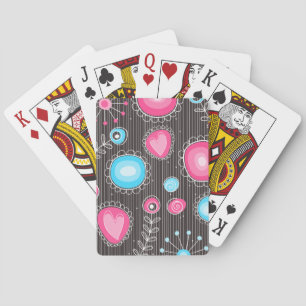 Jeu De Cartes Fleurs lunatiques dans le bleu et le rose