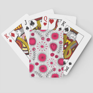 Jeu De Cartes Fleurs lunatiques en rouge et blanc