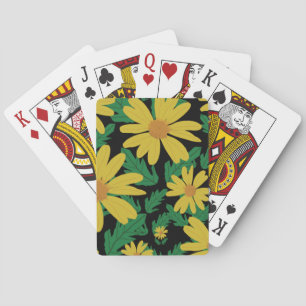 Jeu De Cartes Fleurs marguerites jaunes avec des feuilles verts