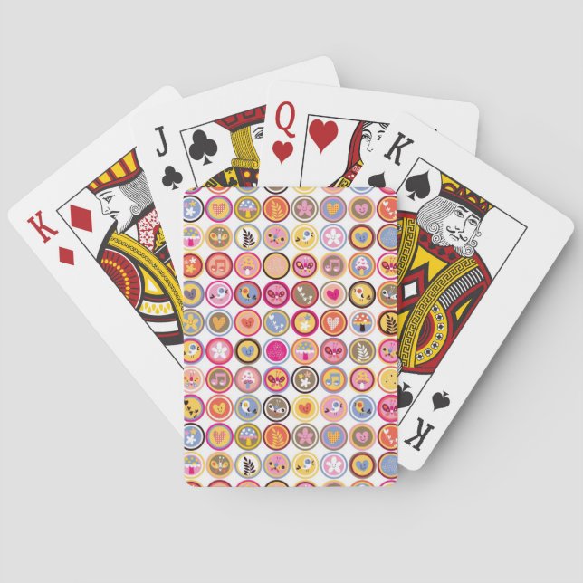 Jeu De Cartes fleurs mignonnes, oiseaux, coeur motif (dos)
