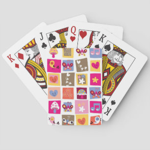 Jeu De Cartes fleurs mignonnes, oiseaux, motif de carrés de