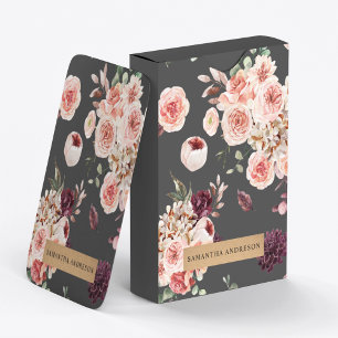 Jeu De Cartes Fleurs Pastel Modernes & Cadeau Personnalisé Kraft