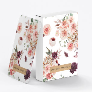 Jeu De Cartes Fleurs Pastel Modernes & Cadeau Personnalisé Kraft