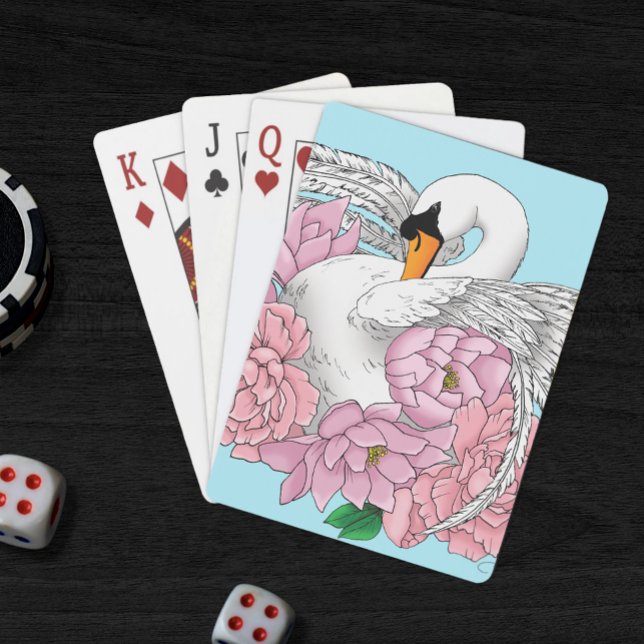 Jeu De Cartes Fleurs roses cygnes blanches (Créateur téléchargé)