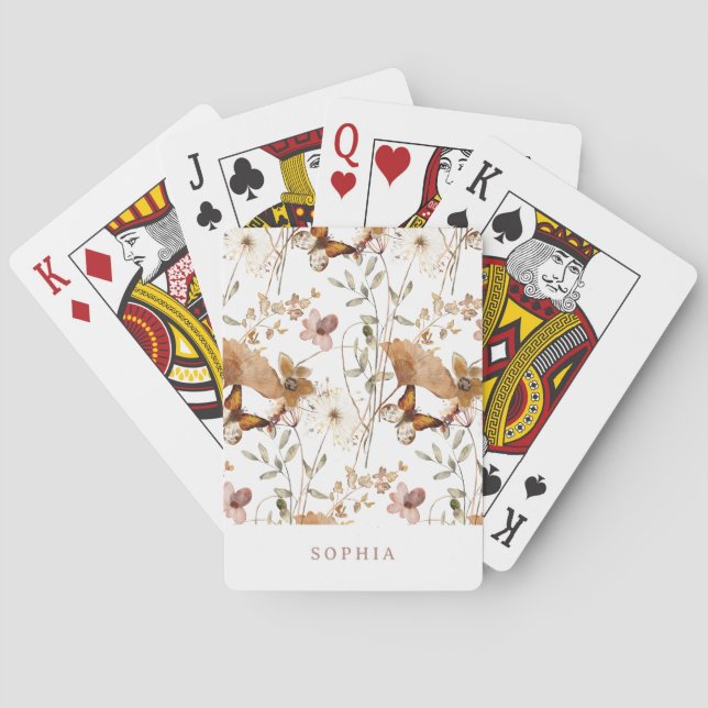 Jeu De Cartes Fleurs sauvages d'automne neutres Boho tendance su (dos)