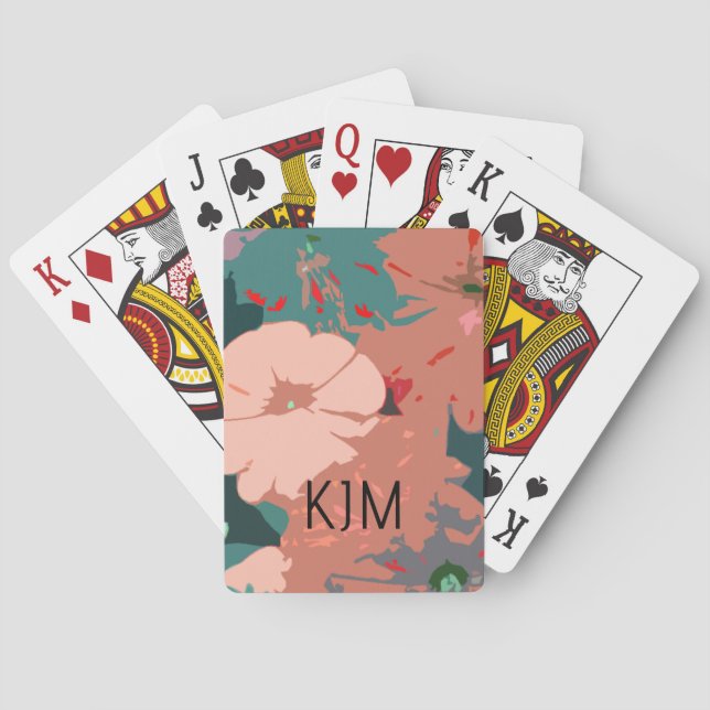 Jeu De Cartes Fleurs sauvages Monogrammes Floral Nom personnalis (dos)