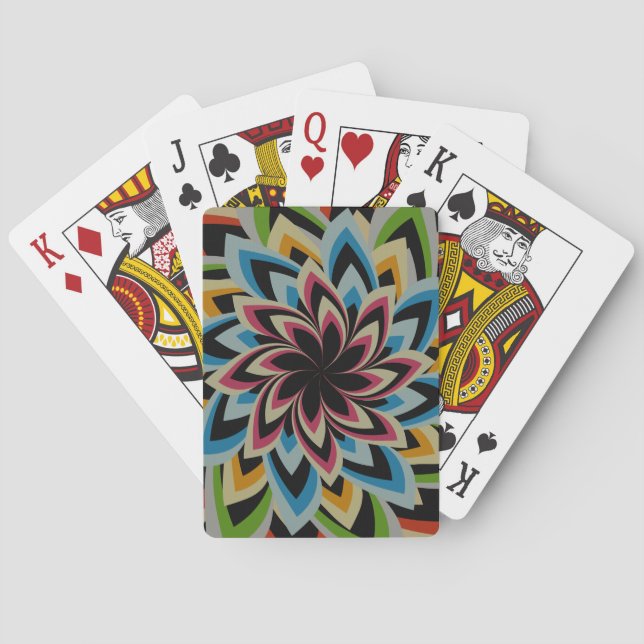 JEU DE CARTES FLEURS TOURBILLON COLORÉES  (dos)