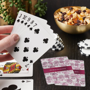 Jeu De Cartes Floral d'argent rouge de Bourgogne