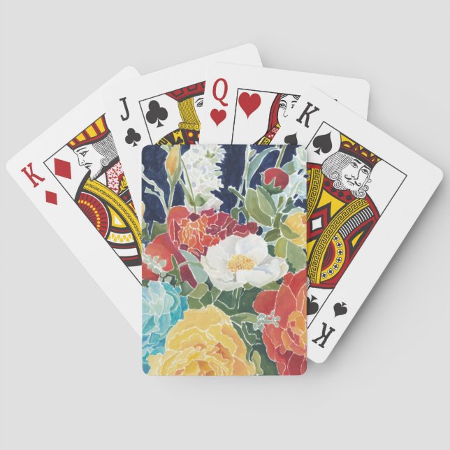 Jeu De Cartes Floral de minuit I (dos)