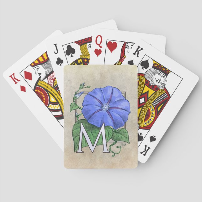 Jeu De Cartes floral, fleur, monogramme, alphabet, classique, (dos)