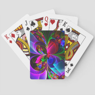 Jeu De Cartes Floral moderne Art Abstrait Rouge Bleu Motif #12