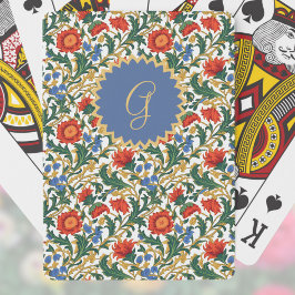 Jeu De Cartes Floral Willam Morris Style Blue Red Gold Vintage