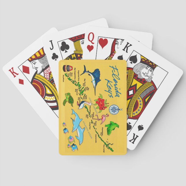 Jeu De Cartes Floride Keys Illustré Lecture Cartes (dos)