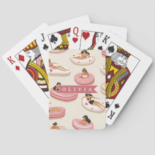 Jeu De Cartes Flotteur de piscine rose mignon personnalisé esthé