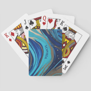 Jeu De Cartes Flux Abstrait Art-Bleu et Or-