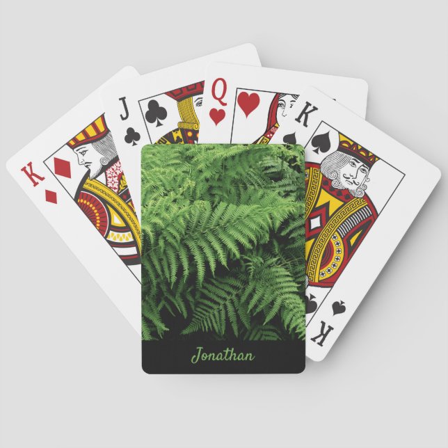 Jeu De Cartes Foliage vert frais avec le nom (dos)